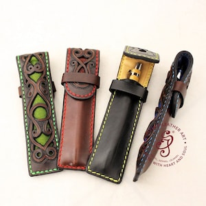 Unique Leather pen case with STINGRAY leather, Leather pen holder, Handmade Leather pen pouch, Personalized Leather pencil case, Pen sleeve