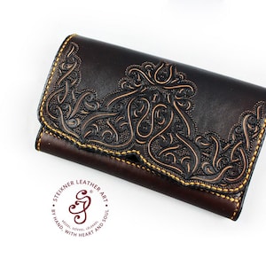 Cartera de cuero celta Cartera o monedero de cuero genuino personalizado para tarjetas de crédito, porta billetes hecho a mano, tarjetero Monedero de cuero vintage