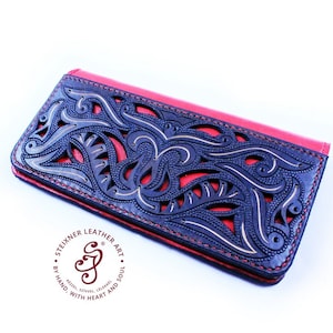 Custodia per iPhone in pelle lavorata a mano, accessorio in pelle personalizzato in stile libro pieghevole, custodia in pelle pieno fiore personalizzata, portafoglio per telefono inciso da uomo