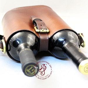 Leather Wine Holder for 2 bottles, Wine Caddy Bag, Wine Accessories, Bottle Wine bottle bag,Wine carrier bag,Personalized leather wine tote