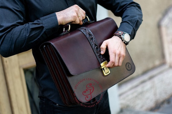 Engraved leather cheap messenger bags