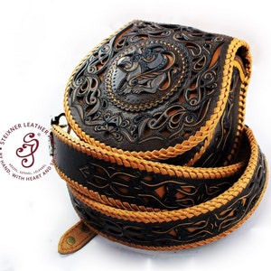 Medieval Leather Utility Belt Engraved Leather Belt Pouch Corset Belt With Historic Celtic Design from Middle Ages Leather Hip Bag Bum Bag
