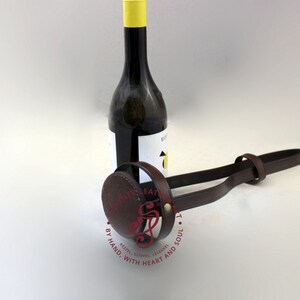 Personalized Leather Wine Caddy, Hand Crafted Wine Holder, Monogrammed Wine Sleeve, Wine Accessories, Housewarming wine  gift for friend