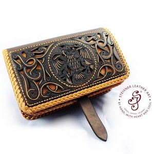 Medieval Leather Belt Bag, Celtic Leather Belt Pouch, Leather Waist Bag, Medieval Reenactment Pouch, LARP Belt Bag, Celtic Leather Bum Bag