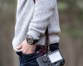 Bracelet d’appareil photo en cuir professionnel, bracelet d’appareil photo double de luxe personnalisé, cuir de harnais d’appareil photo double, harnais double DSLR, bracelet d’appareil photo en cuir