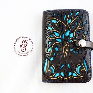 Hand Carved Leather Wallet, Personalized Pouch, Full Grain