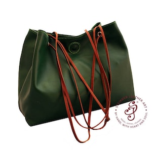 Leather Tote Bag Women, Slouchy hobo bag, Smooth Full Grain Leather Tote bag, Green Shoulder bag for Women, Oversized bag gift for her