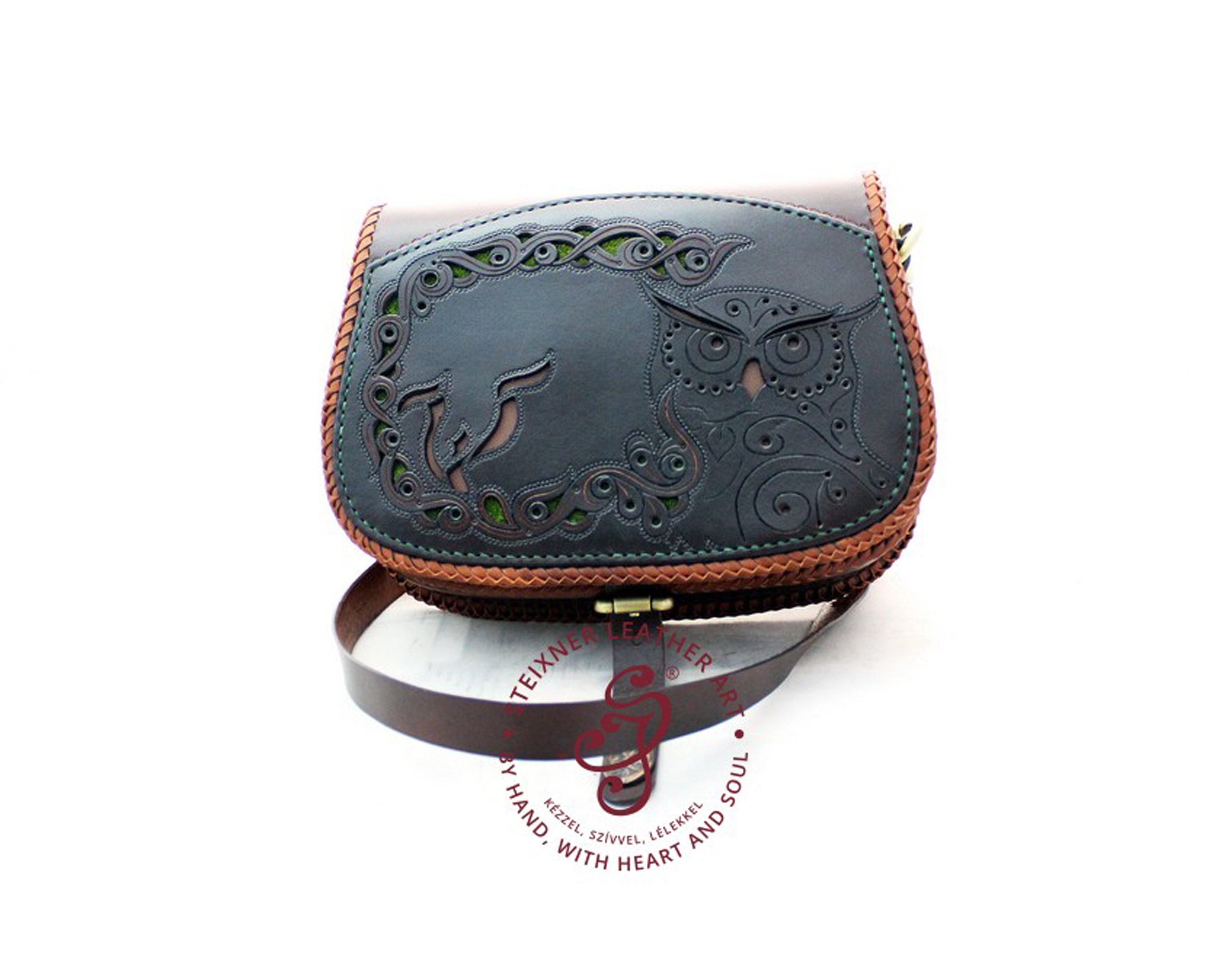 Hand tooled leather OWL bag, Hand carved Tote Bag, Custom Leather Purse, Everyday Carry, Elegant Pur