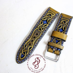 Tooled leather apple watch band with STINGRAY leather, Custom size Apple Watch for ANY TYPE, Custom Tooled Leather Monogrammed iwatch strap