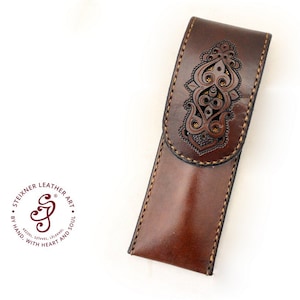 Leather Pen Holder, Genuine Leather Pen Case, Personalized Pen Pouch, Leather Accessories For Men, Hand Tooled Leather, Custom Pencil Case