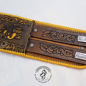 Leather Wide Belt, Medieval Leather Belt, LARP Accessories, Viking Belt, Hand Tooled Leather Belt, Celtic Outfit, Nordic Belt, SCA Costume image 6