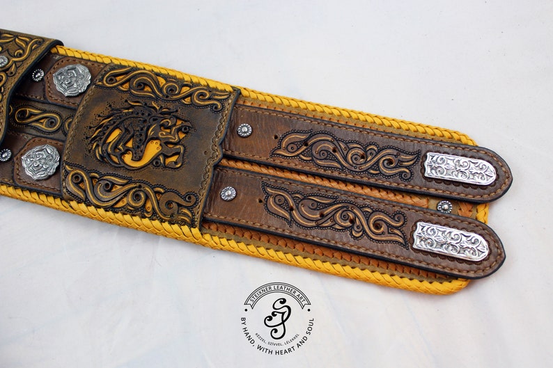 Leather Wide Belt, Medieval Leather Belt, LARP Accessories, Viking Belt, Hand Tooled Leather Belt, Celtic Outfit, Nordic Belt, SCA Costume image 6