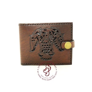 Tarjetero con pájaro, Tarjetero de piel Turul, Billetera personalizada grabada, Estuche para tarjetas de visita, Billetera exclusiva para tarjetas de visita