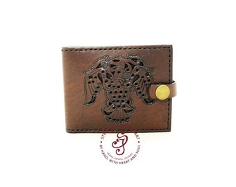 Business card holder with Bird, Turul leather card holder, Engraved personalized  wallet, Business card case, Unique business card wallet