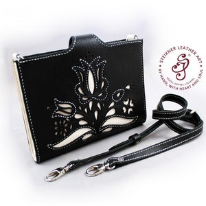 Tooled Leather Small Crossbody Bag, Black Evening Bag, Leather Clutch Purse, Bridesmaid Clutch, Woman Handbag, Anniversary/Christmas Gift