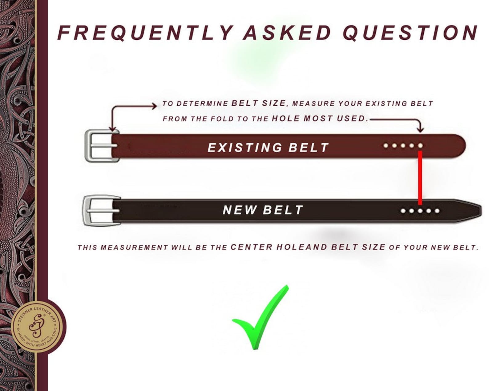 mens tooled leather belt