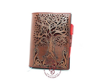 Tree of Life Personalised Conference Organiser, A5 Leather business pad folio for father's day, Meeting folder with pen holder, Boss gift