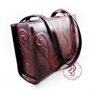 Red Leather Handmade Tote bag or Satchel for Women, Leather Shoulder Bag, Full Grain Crossbody Leather Handbag for Her