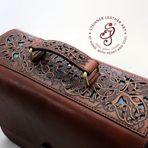 Full Grain Leather Bag, Men Messenger Bag, Hand Tooled Leather Briefcase,Accessories For Men, Handmade Laptop Bag, Artisan Briefcase, Brown