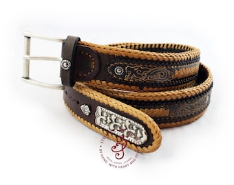 Hand Stitched Leather Belt, Full Grain Leather Belt, Engraved Belt, Leather Accessories For Men, Festival Belt, Personalized Leather Belt