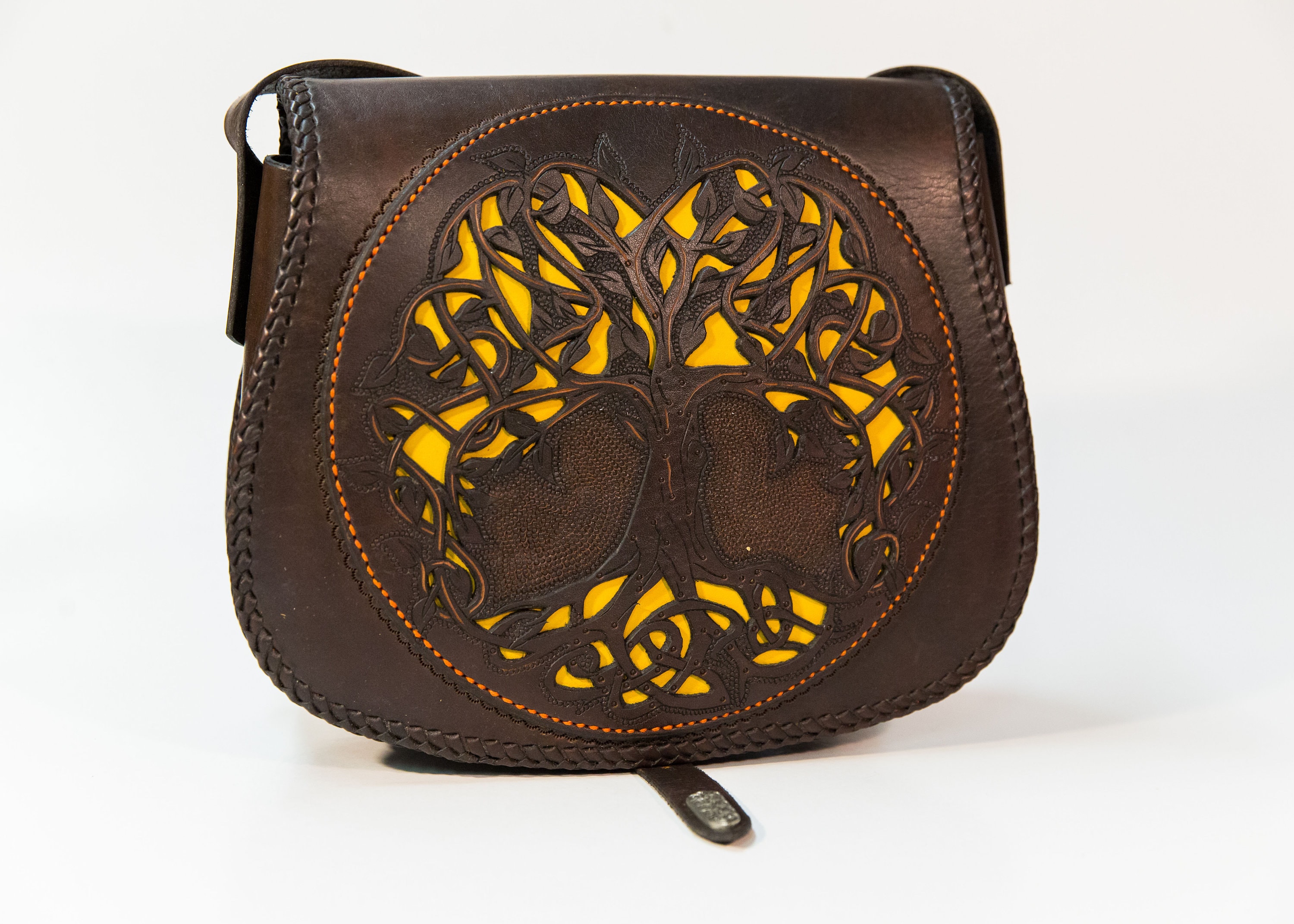 Medieval tree of Life Leather Handbag Yggdrasil 