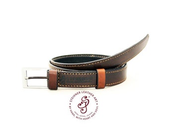 Hand Tooled Leather Belt, Custom Men Belt, Hand Stitched Belt, Full Grain Leather, Upcycled Fashion, Groomsmen Gift, Genuine Leather Belt