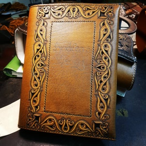 Refillable genuine Leather Journal Cover for pocket size field notes notebook / fit 3.5 x 5.5&quot; field notes vintage pattern A5 Personalized