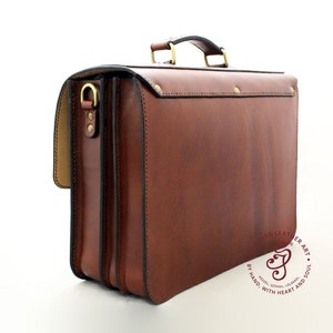 Full Grain Leather Bag, Men Messenger Bag, Hand Tooled Leather Briefcase,Accessories For Men, Handmade Laptop Bag, Artisan Briefcase, Brown image 7