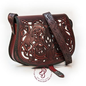 Hand tooled Leather Shoulder bag , Designer Bag for Women, Crossbody Bag, Brown leather Tote, Vintage Style Leather Shoulder Bag for Her