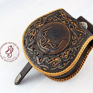 Celtic Leather Fanny Packs for Women Engraved Leather Utility Belt Pouch Leather Hip Bag Bum Bag With Norse Pattern Historic Reenactment