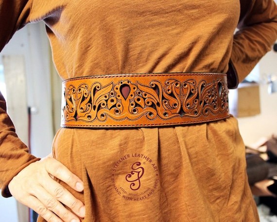 Flower Leather Belt, Wide Leather Belt, Women Leather Belt, Waist Leather Belt, Dress Belt, Vintage Belt, Designer Belt, Fashion Belt, Gift