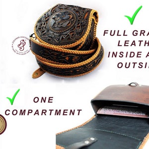 Medieval Leather Bag Engraved Leather Belt Pouch Personalized Leather Belt Pack Leather Armor with Leather Hip Bag Bum Bag Coin Purse image 7