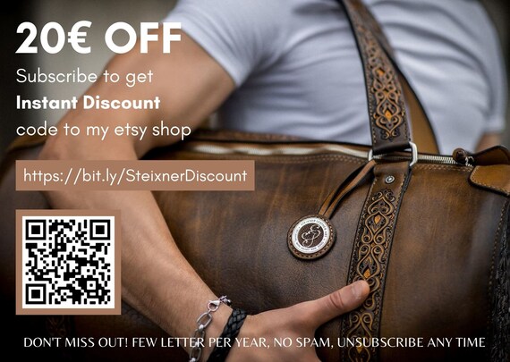 Full Grain Hand Tooled Leather Messenger Bag With Detachable