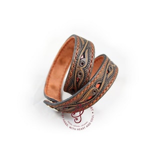 Double twisted leather engraved bracelet -Personalized Custom leather bracelet Personalized jewelry Engraved leather bracelets, couples gif