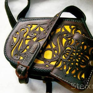CUSTOM COLOR Hand Tolled Handmade Women&#39;s Leather Bag, Carved Leather Shoulder Bag, Engraved Leather Crossbody Bag, Perfect Gift for Her