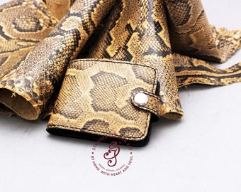 Echte echte python-slangenleer heren portemonnee handgemaakte slangenleer portemonnee | smalle portemonnee | minimalistische portemonnee