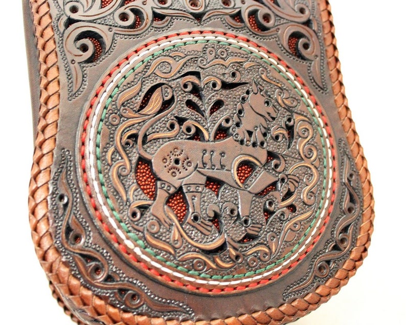Medieval Leather Bag Engraved Leather Belt Pouch Personalized Leather Belt Pack Leather Armor with Leather Hip Bag Bum Bag Coin Purse image 1