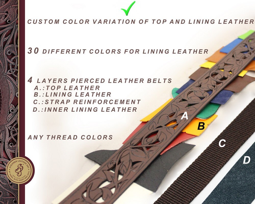 mens tooled leather belt