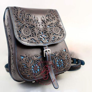 Hand Tooled Leather Shoulder Bag With Falcon, Custom Leather Hand Tooled Leather Shoulder Bag With Falcon, Custom Leather