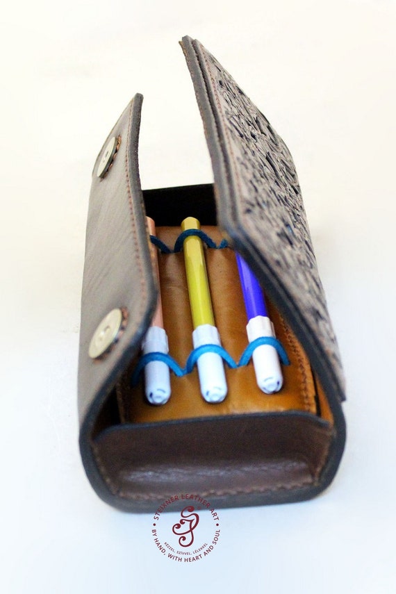 Unique Leather Pen Case With STINGRAY Leather, Leather Pen Holder