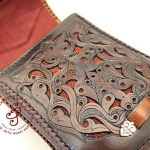 Medieval Leather Bag Engraved Leather Belt Pouch Personalized Leather Belt Pack Leather Armor with Leather Hip Bag Bum Bag Coin Purse image 3