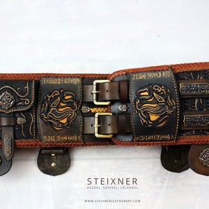 Hand Tooled Leather Belt, Medieval Wide Belt, Viking Belt, Norse Outfit, Reenactment Accessories, Genuine Leather Belt,Cosplay Costume Belt