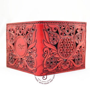 Cartera con forma de árbol de la vida, cartera con forma de árbol celta hecha a mano, regalo para amantes de los árboles, cartera personalizada, regalo para novio, regalo de cumpleaños, regalo para papá, regalo de Navidad