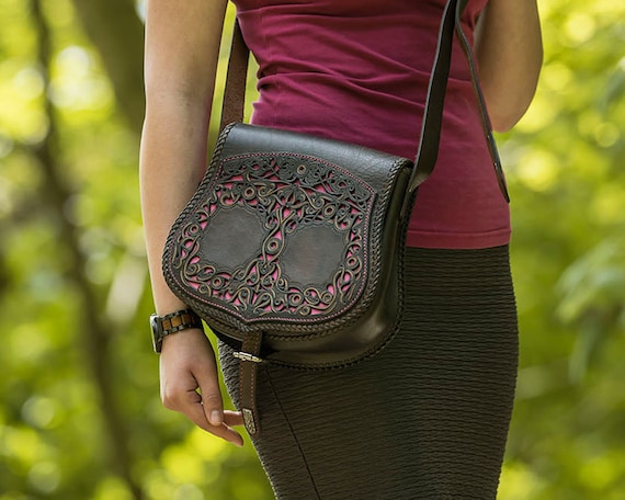 tree of life leather purse