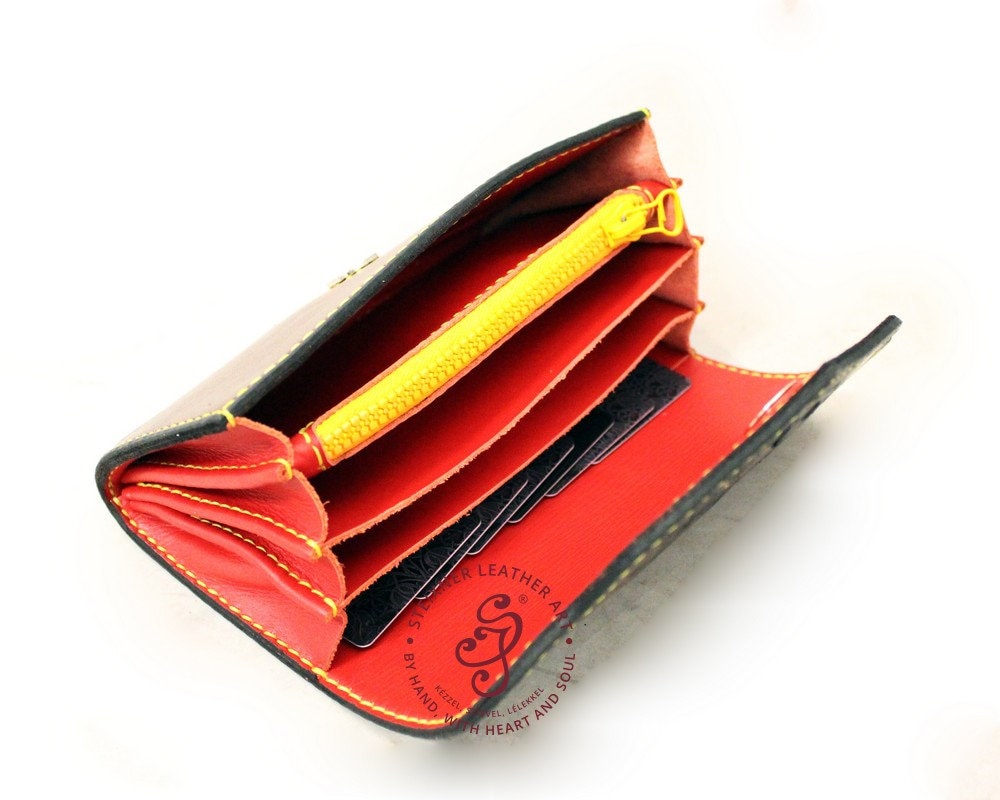 Hand Carved Leather Wallet, Personalized Pouch, Full Grain