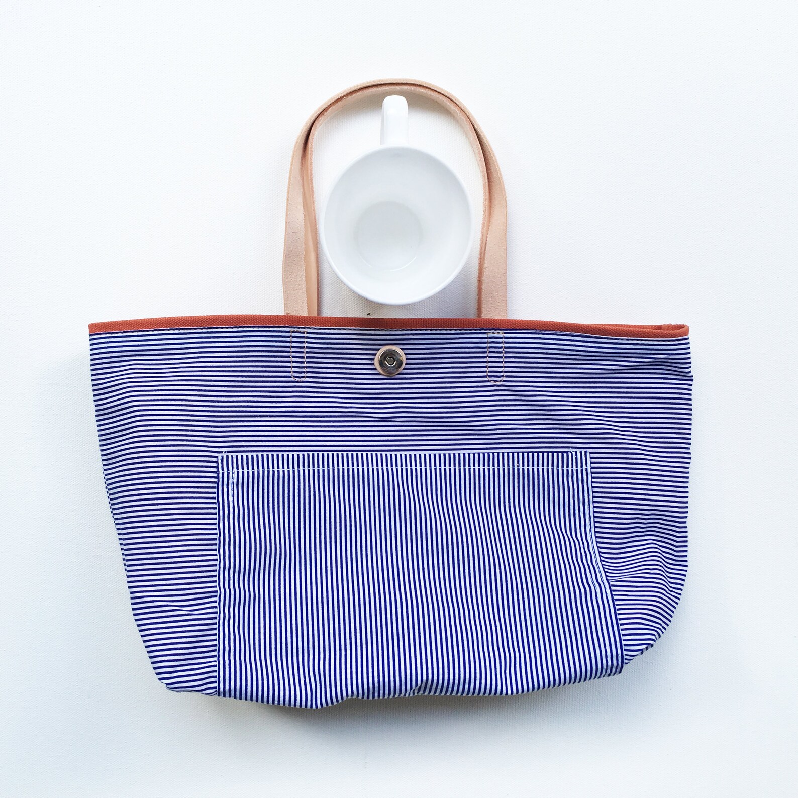 Canvas tote bag with genuine leather handle Shopping bag Etsy