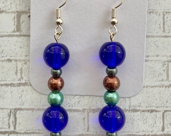 Cobalt blue glass earrings with Sterling Silver hooks