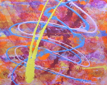 Cosmos II: original signed painting with bold, vibrant texture and metallic colors