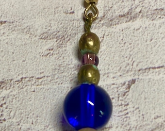 Cobalt blue glass earrings with Sterling Silver hooks