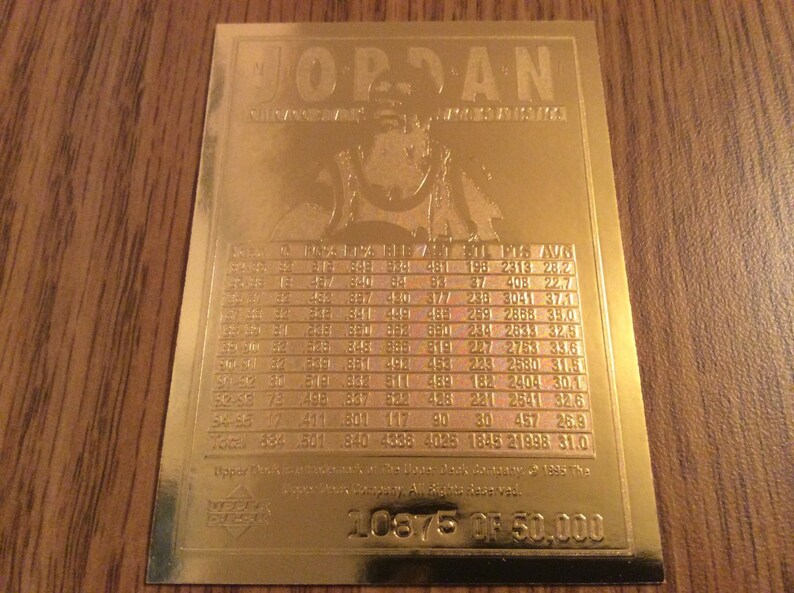1995 Michael Jordan Upper Deck 23 Karat Gold Foil Limited Etsy